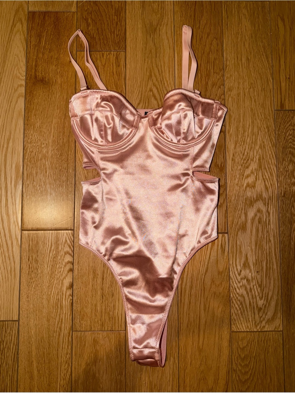 BRAND NEW Satin Underwire Bodysuit in Blush Pink